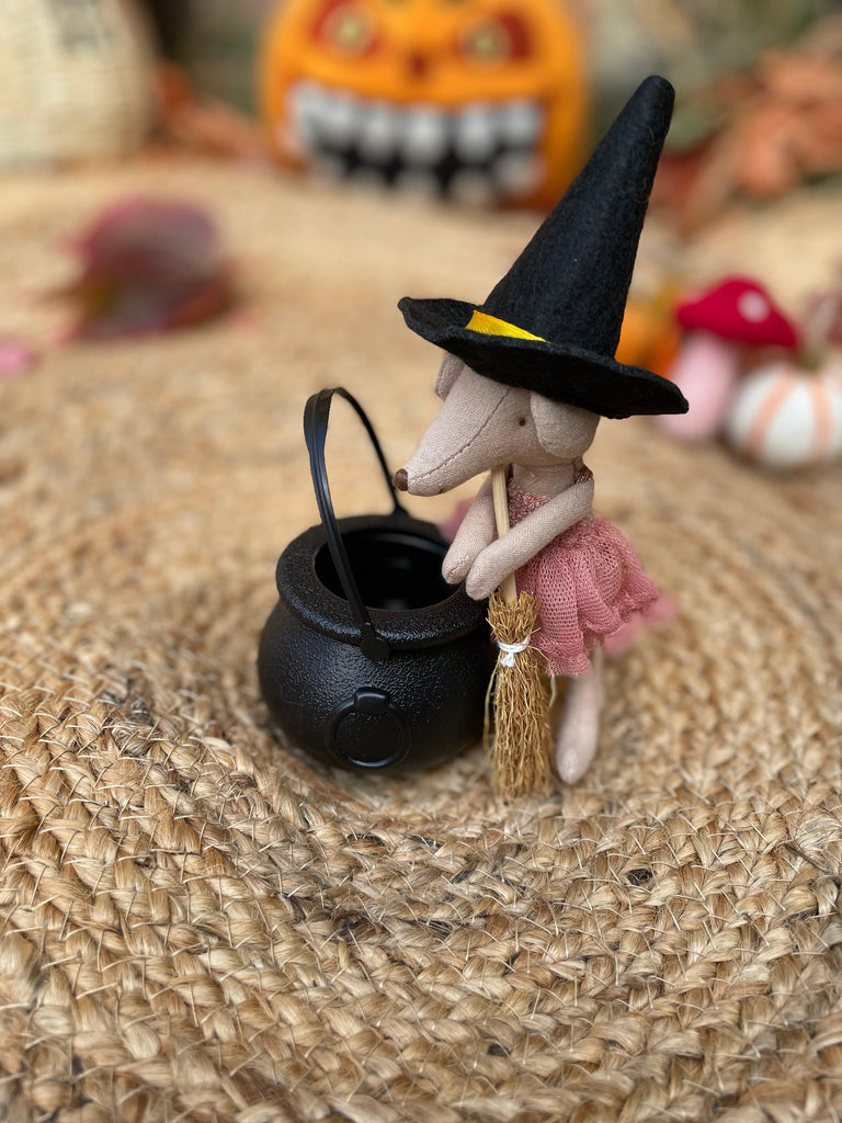 Halloween Cauldron, Hat and Broom  Halloween Decoration Set of 3.