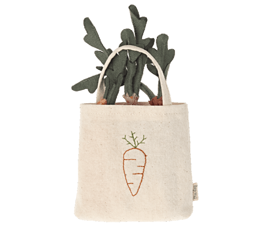 Maileg Carrots In Shopping Bag Spring Summer 22 Expected Early April PREORDER NOW.