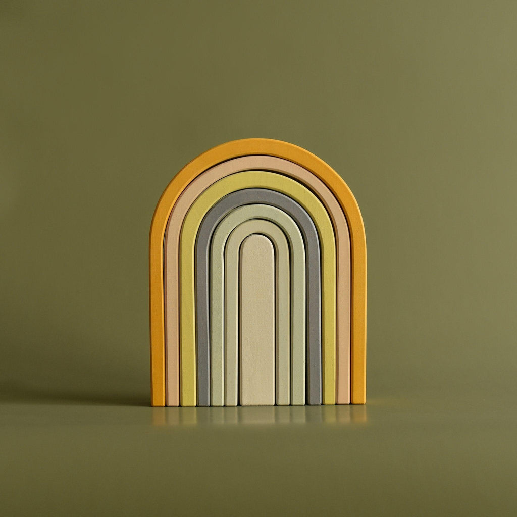 Big Wooden Rainbow Stacker Pastel Colours - Ruby & Grace 