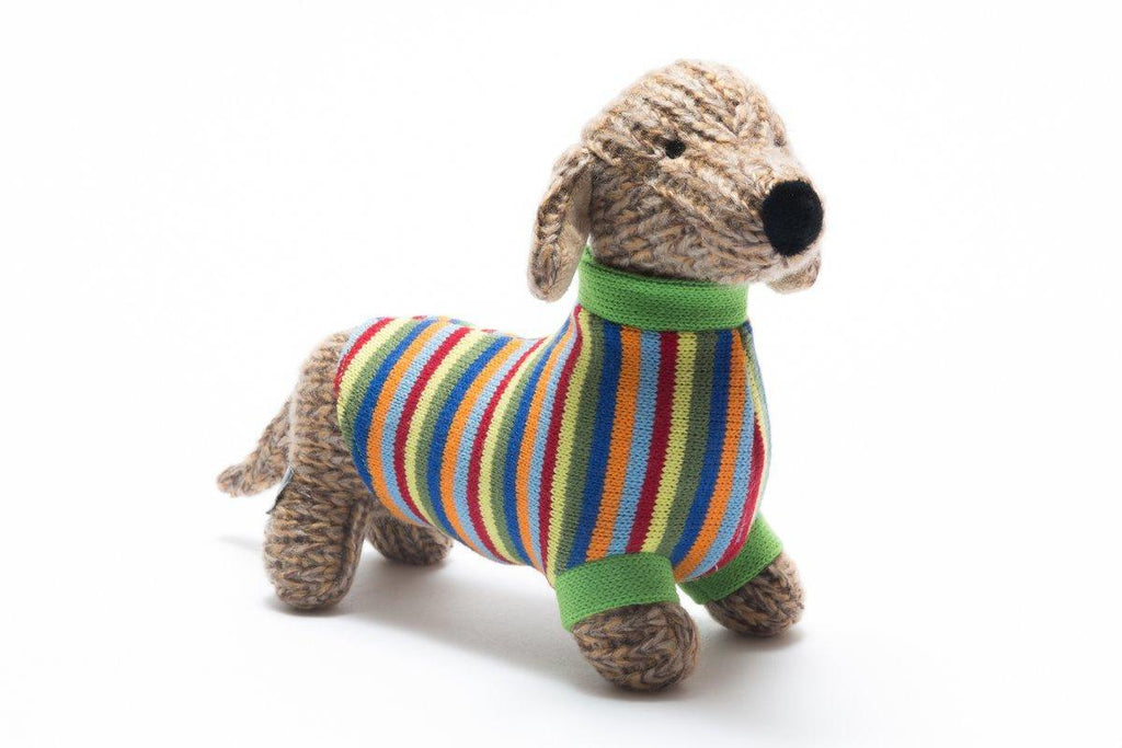 Knitted Sausage Dog Toy.