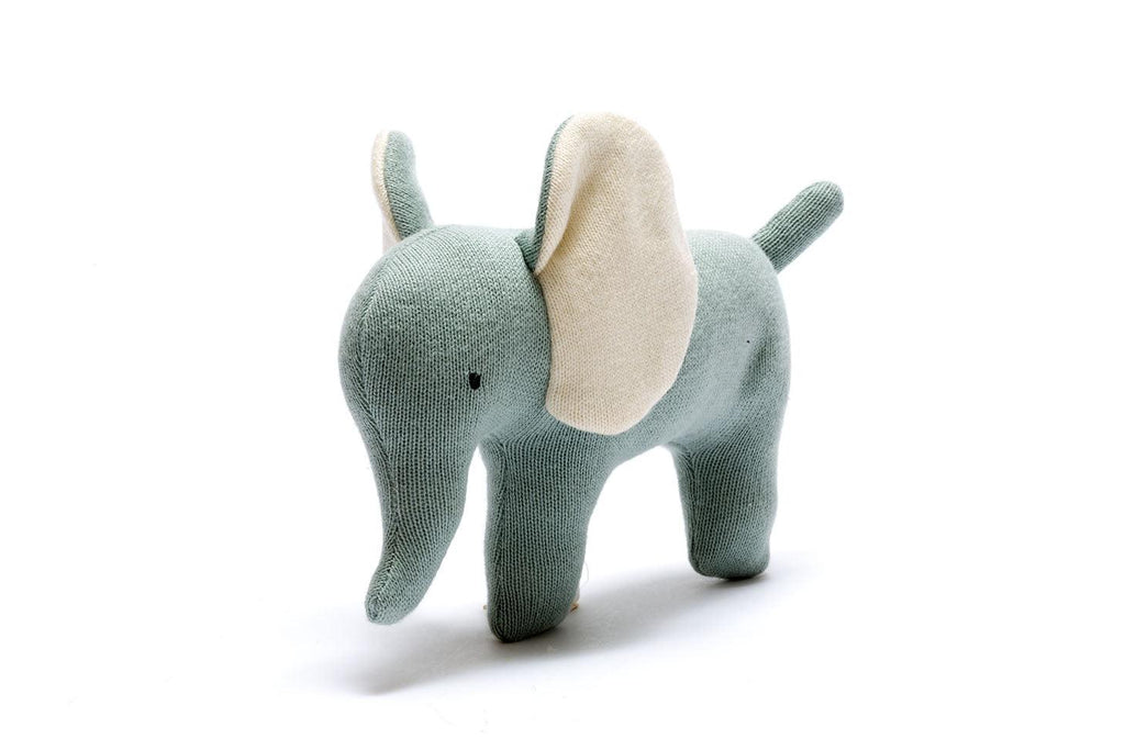 Small Teal Knitted Elephant.